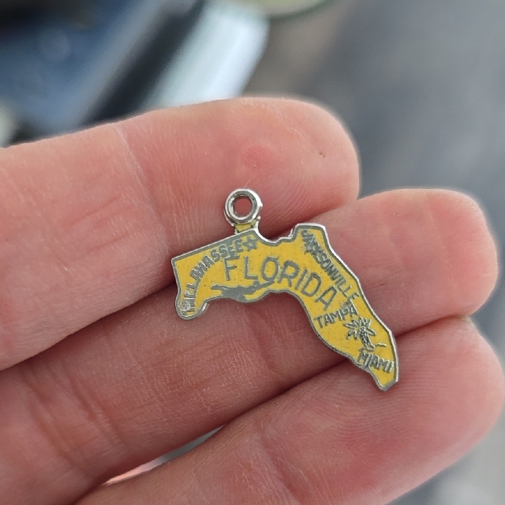 Vintage Sterling Florida State Charm Pendant
